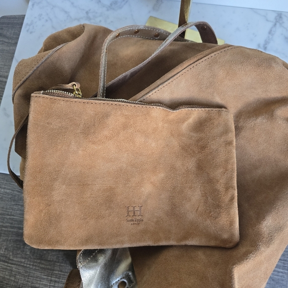 Haute Hippie New Merci Suede Leather Cinched Tote Shoulder Bag Purse & Pouch - Picture 6 of 15